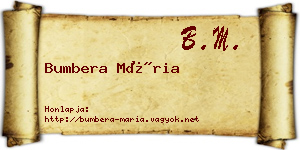 Bumbera Mária névjegykártya